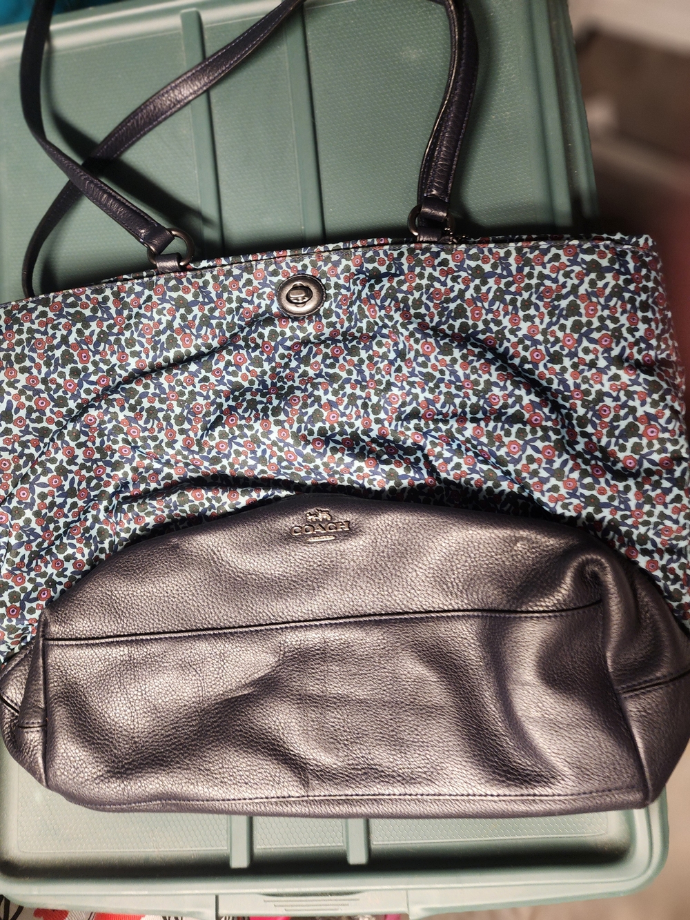 Coach Ranch Floral Print Nylon and Leather Satchel Tote